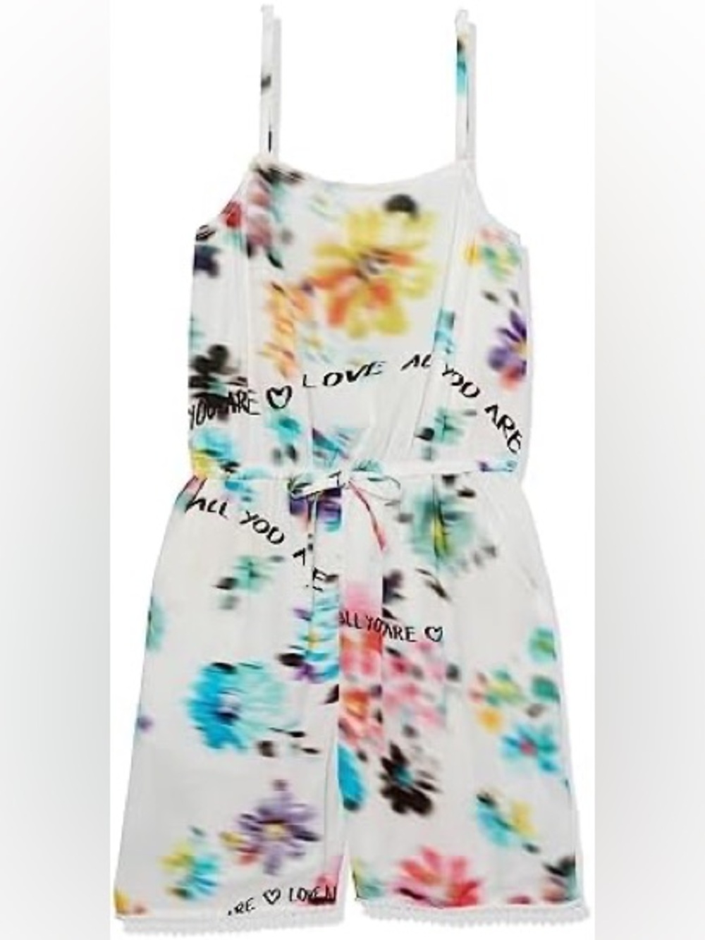 Desigual white abstract floral watercolor romper 13/14